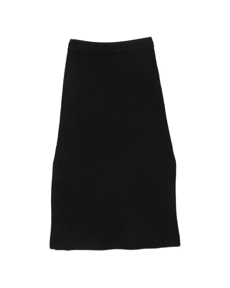 A.P.C. A. p.c. Ribbed-knit Side-slit Midi Skirt Black