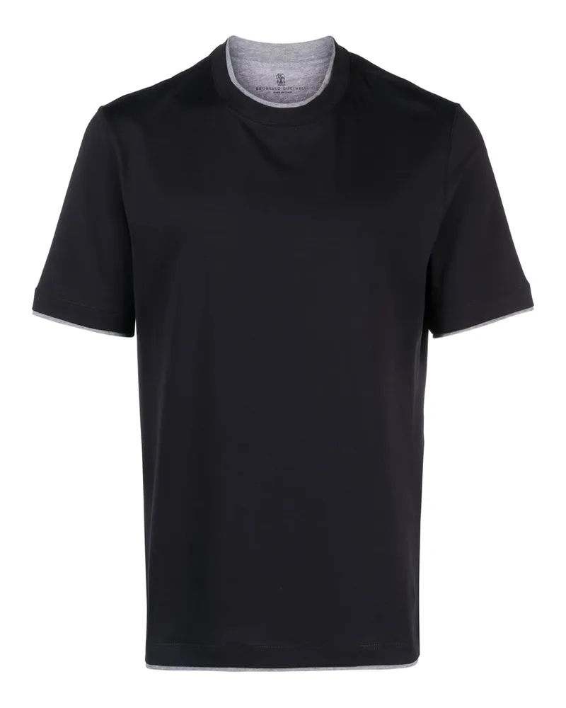 Brunello Cucinelli Layered-effect Cotton T-shirt Blue