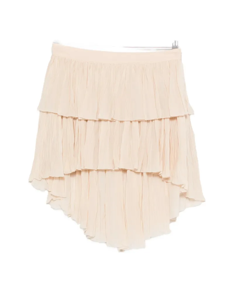 Blumarine Tiered Ruffled Mini Skirt Neutrals