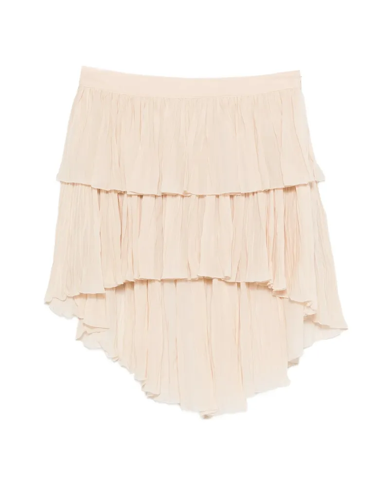 Blumarine Tiered Ruffled Mini Skirt Neutrals