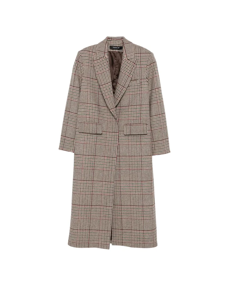 Federica Tosi Prince Of Wales Check Double-breasted Coat Neutrals