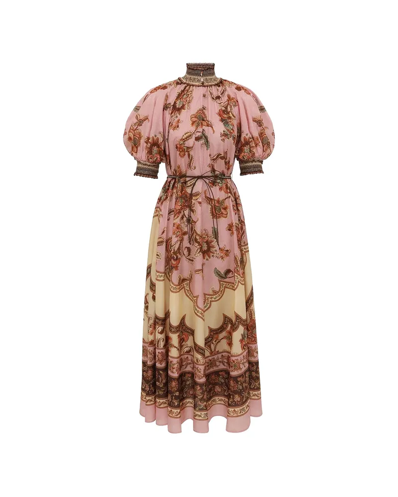 Zimmermann Aster Billow Floral-print Dress Pink