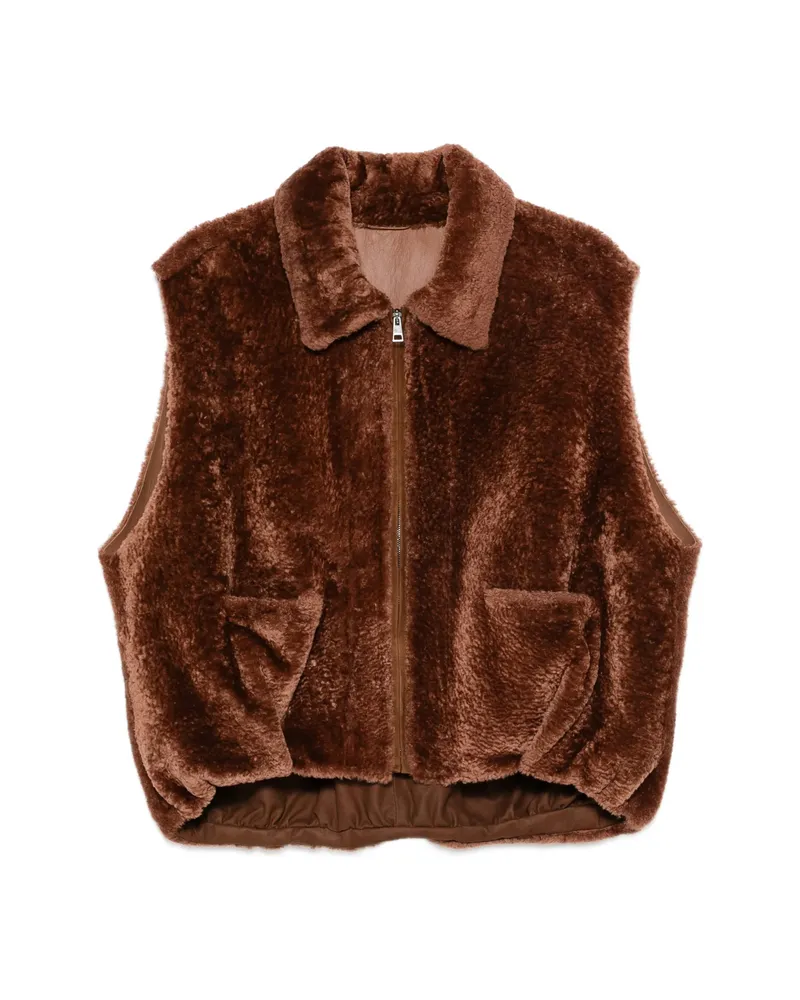 Simonetta Ravizza Cassie Sleeveless Jacket Brown