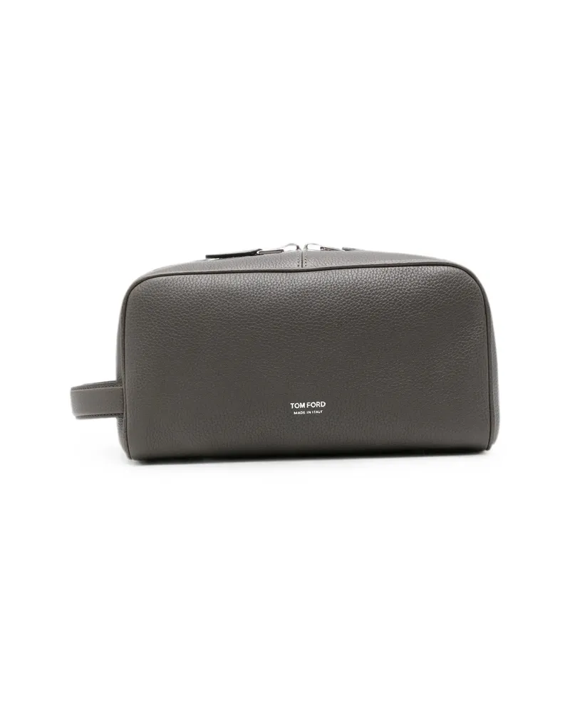 Tom Ford Leather Wash Bag Grey