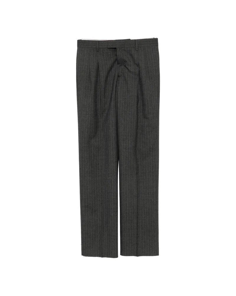 LARDINI Pinstripe Pleated-design Trousers Grey