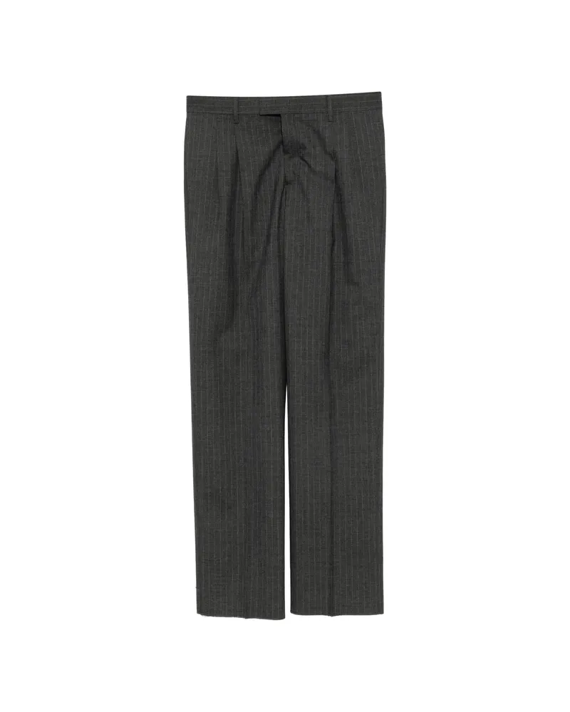 LARDINI Pinstripe Pleated-design Trousers Grey