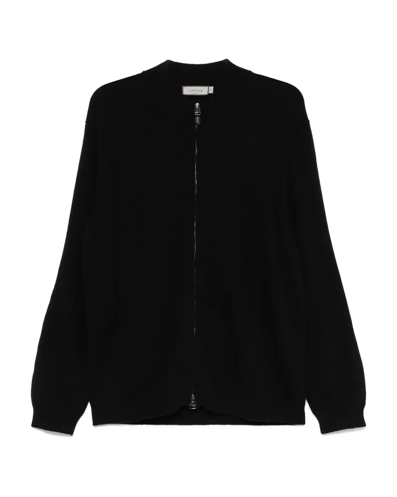 Canali Wool-blend Zip-up Cardigan Black