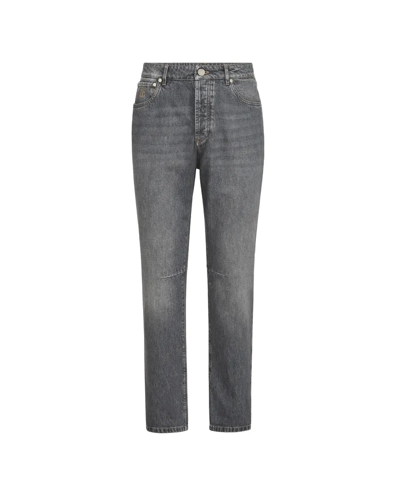 Brunello Cucinelli Greyscale Denim Leisure-fit Five-pocket Trousers Grey
