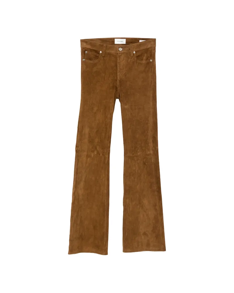 Frame Denim The Rodeo Suede Flared Trousers Brown