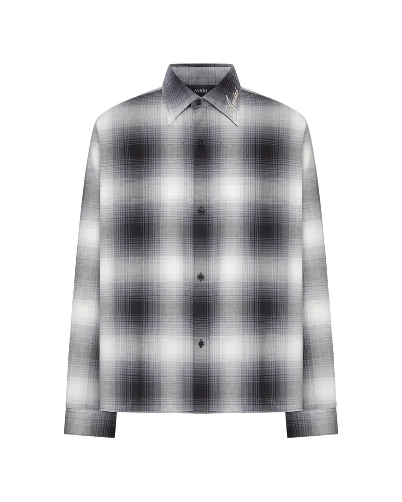 Amiri Logo-embroidered Check Shirt Grey