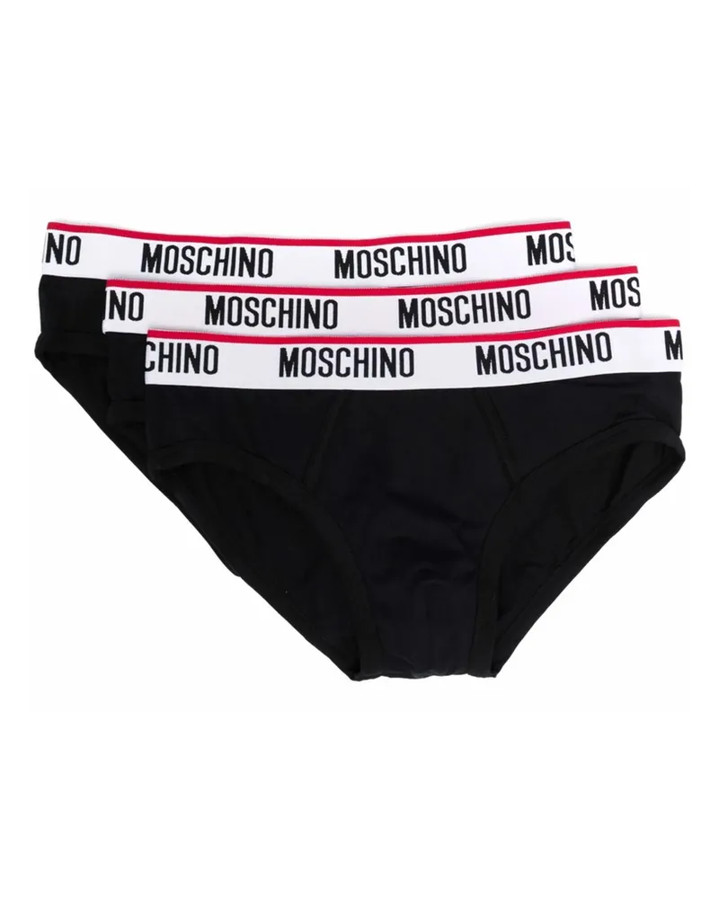 Moschino Logo-waistband Three-pack Briefs Black