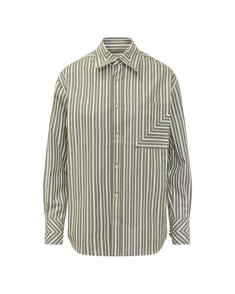 Victoria Beckham Vertical-stripe Cotton Shirt Green