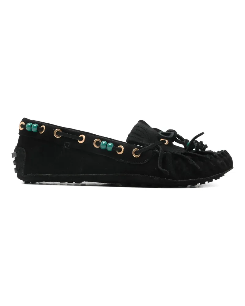 FARM Rio Beaded Fringed Loafers Black