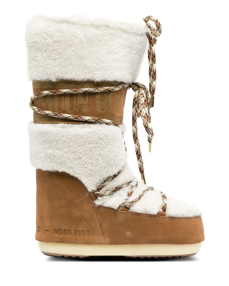 Moon Boot LAB69 Icon Lace-up Shearling Boots Neutrals