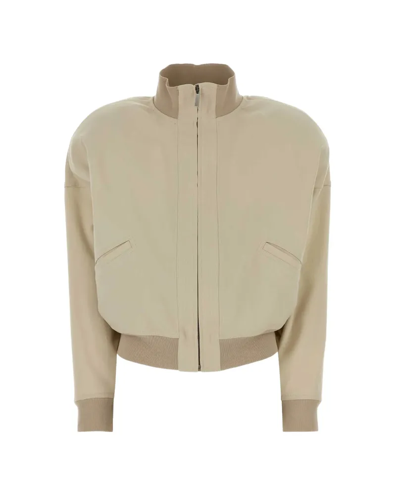 Gucci Ribbed-trim Zip-up Bomber Jacket Neutrals