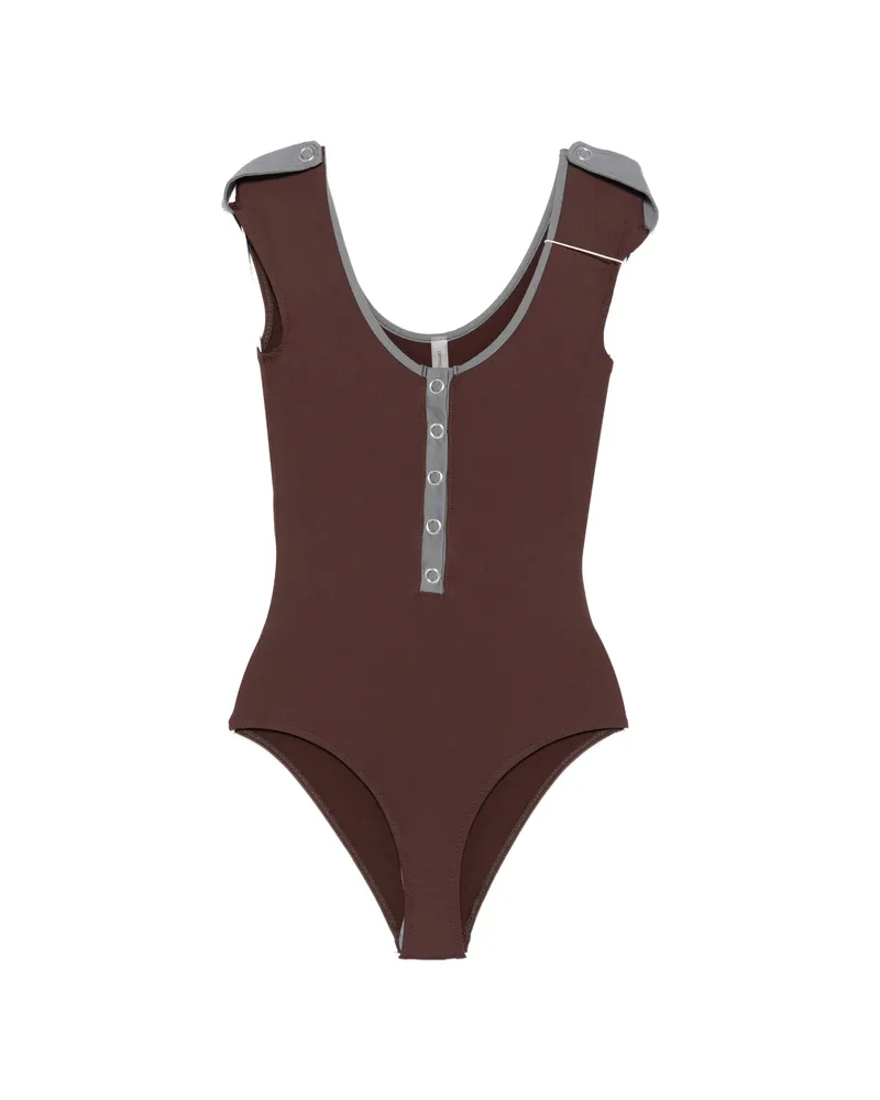 GIMAGUAS Petra Button Contrast-trim Swimsuit Brown