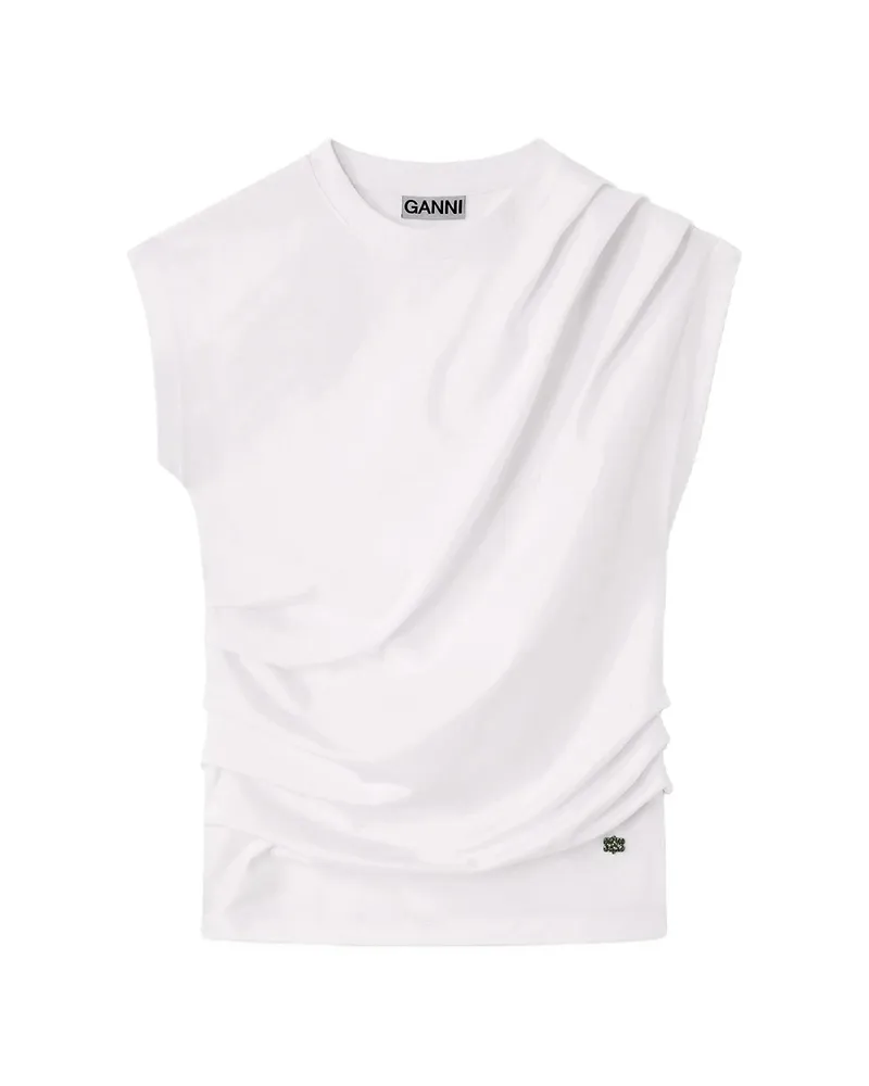 Ganni Top In Draped Jersey White