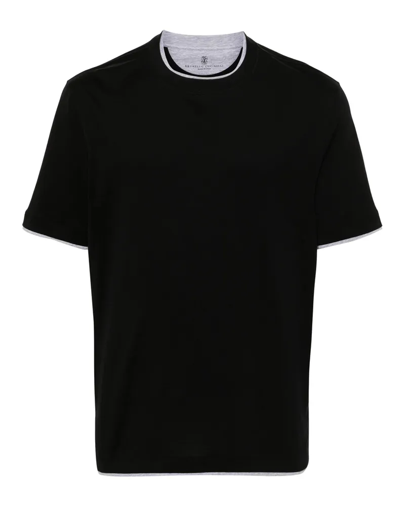 Brunello Cucinelli Layered Cotton T-shirt Black