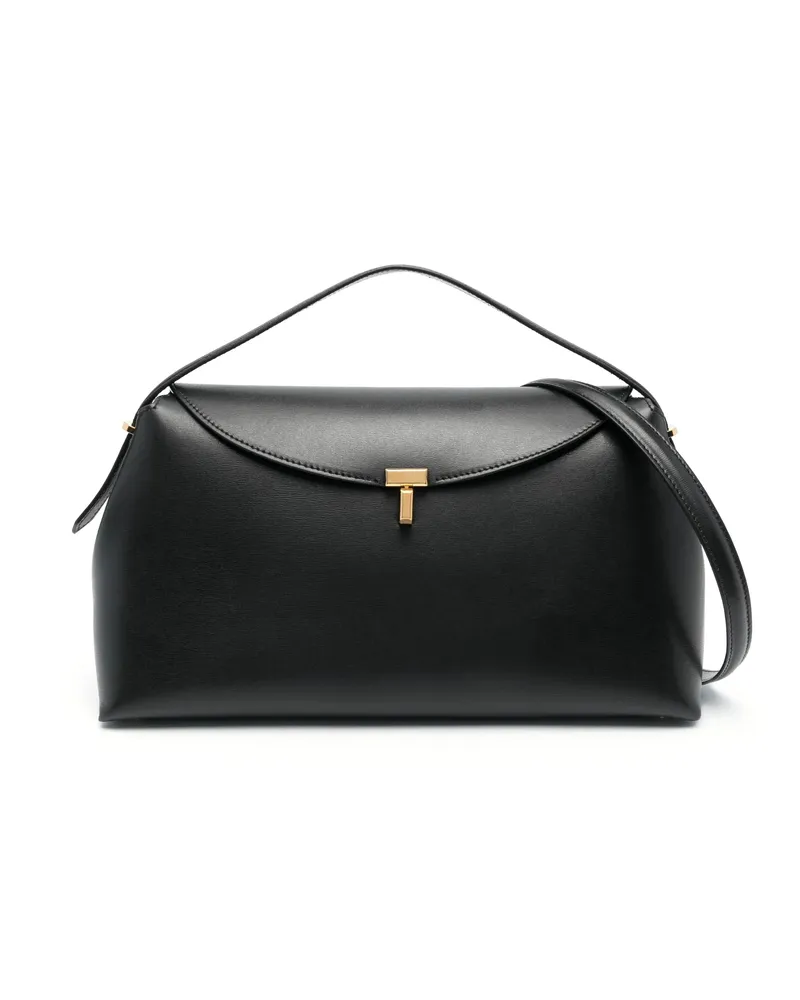 Totême T-Lock Leather Shoulder Bag Black