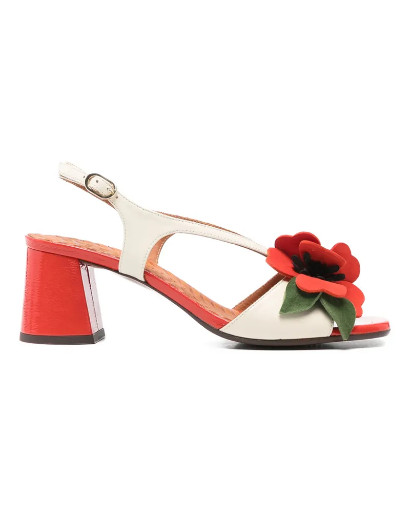Chie Mihara Flower Heeled Sandals Neutrals