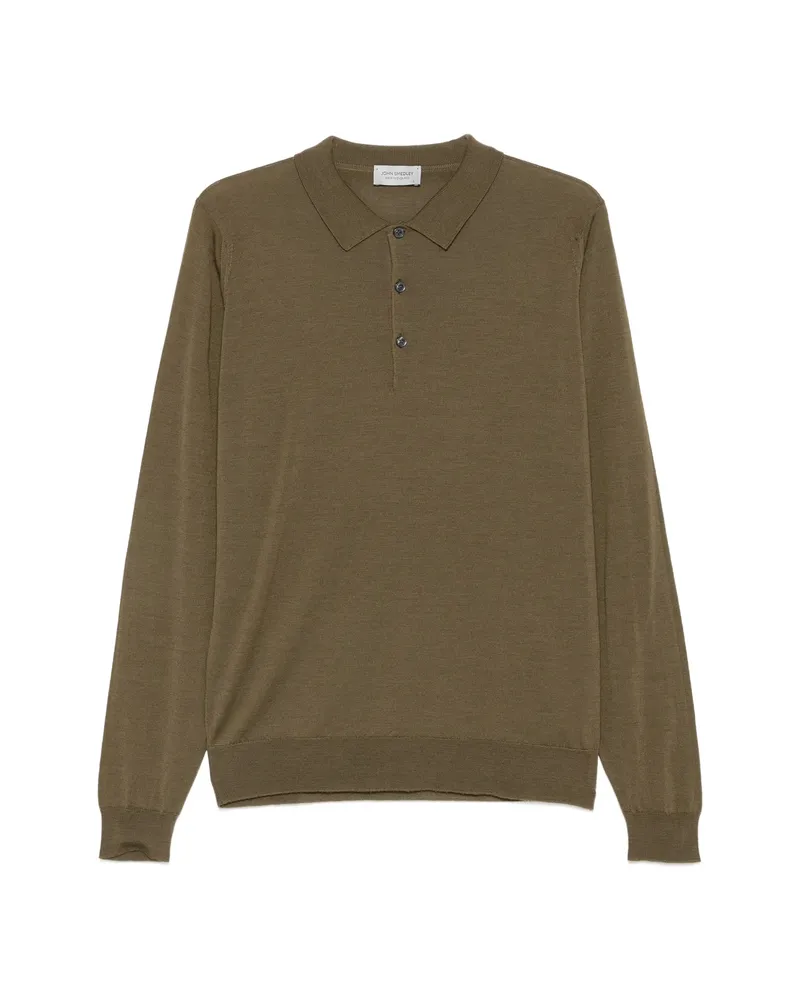 John Smedley Belper Long-sleeve Knitted Polo Shirt Green