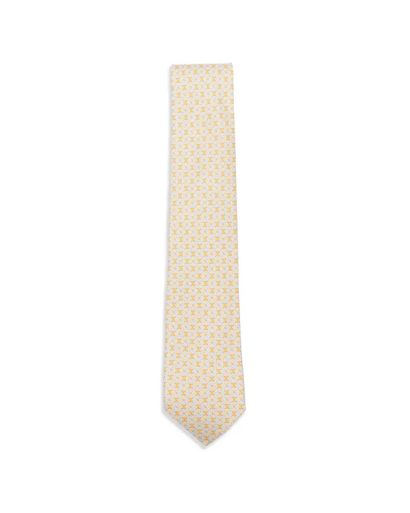 Ferragamo Print Silk Tie Yellow