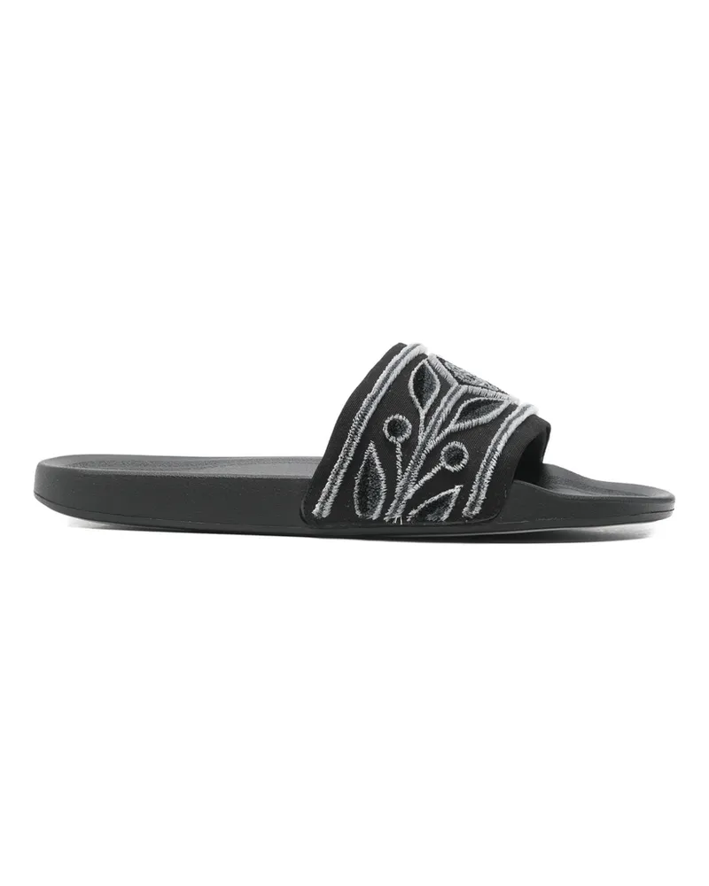 Casablanca Paris Embroidered Slides Black