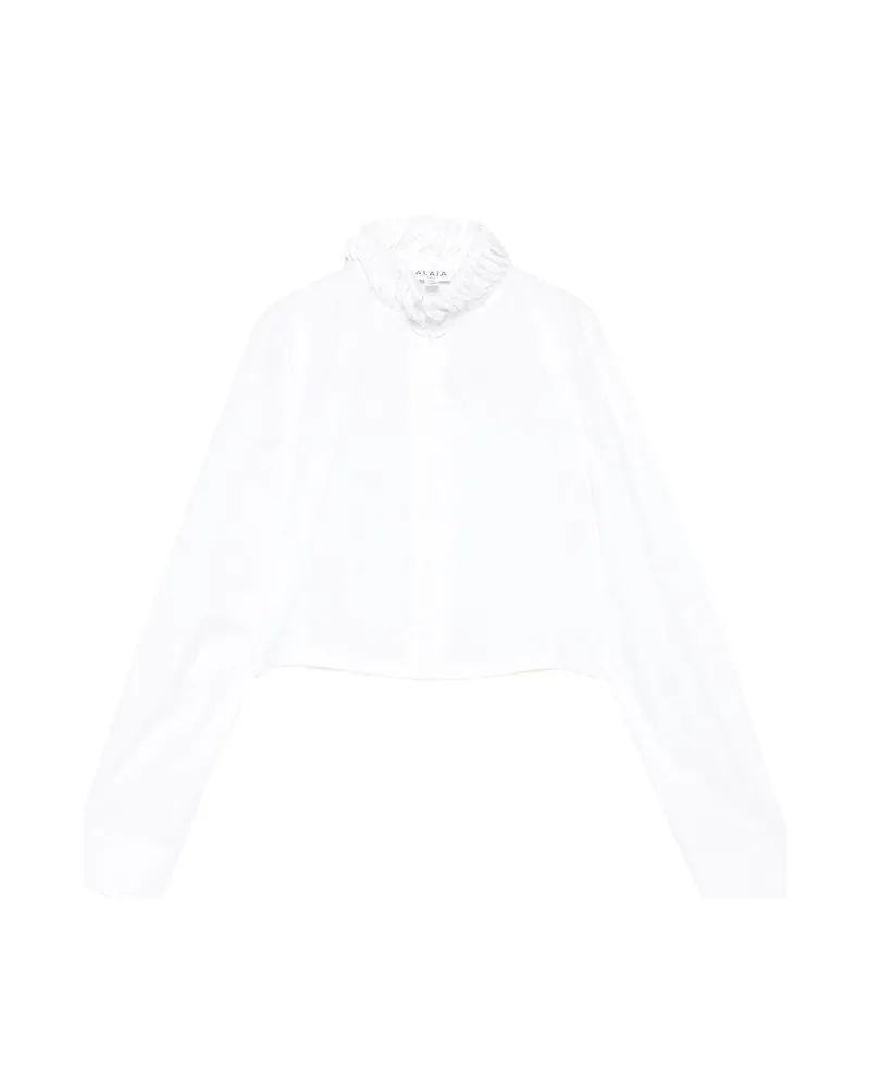 Alaïa Ruffled High-neck Shirt White