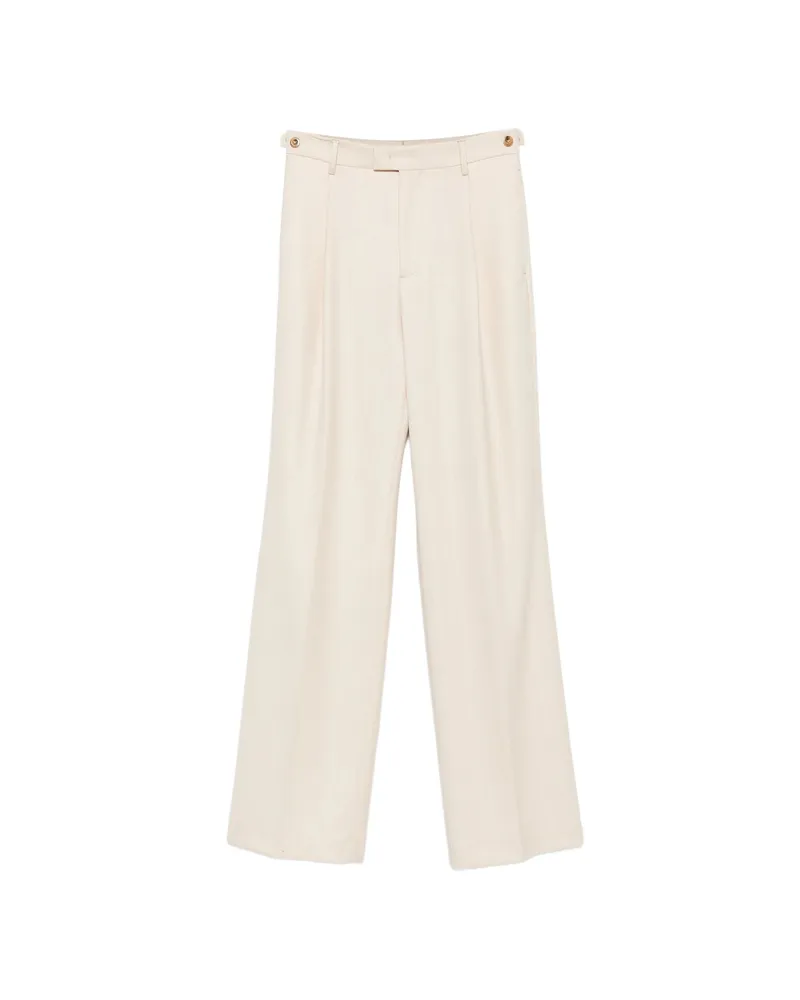 Berwich Herringbone Pleated Trousers Neutrals