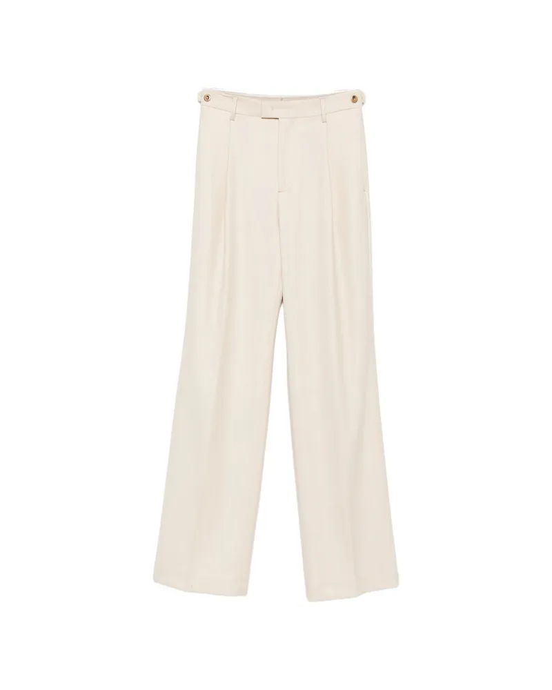 Berwich Herringbone Pleated Trousers Neutrals