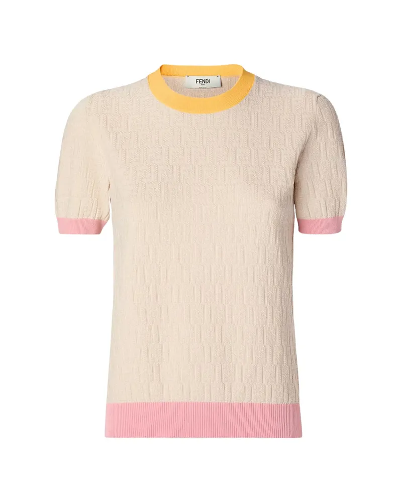 Fendi Textured T-shirt Neutrals