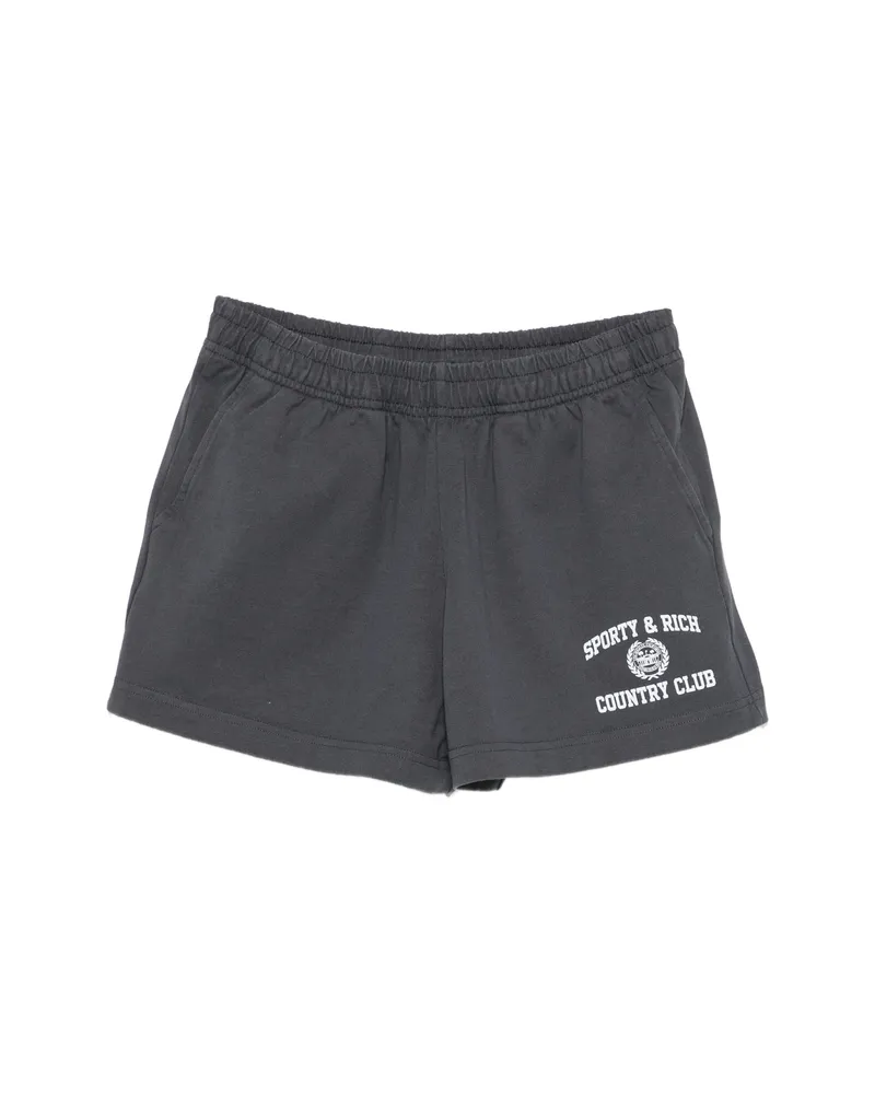 SPORTY & RICH Logo-print Elasticated Shorts Grey