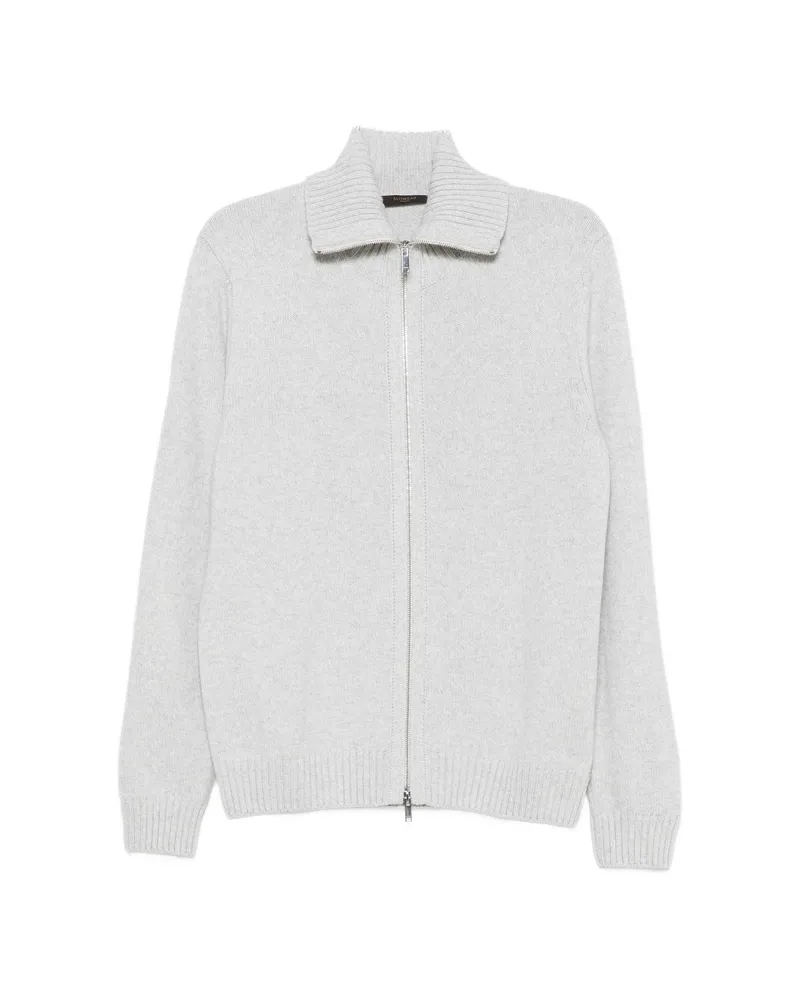 Zanone Zip-up Ribbed-collar Cardigan Grey
