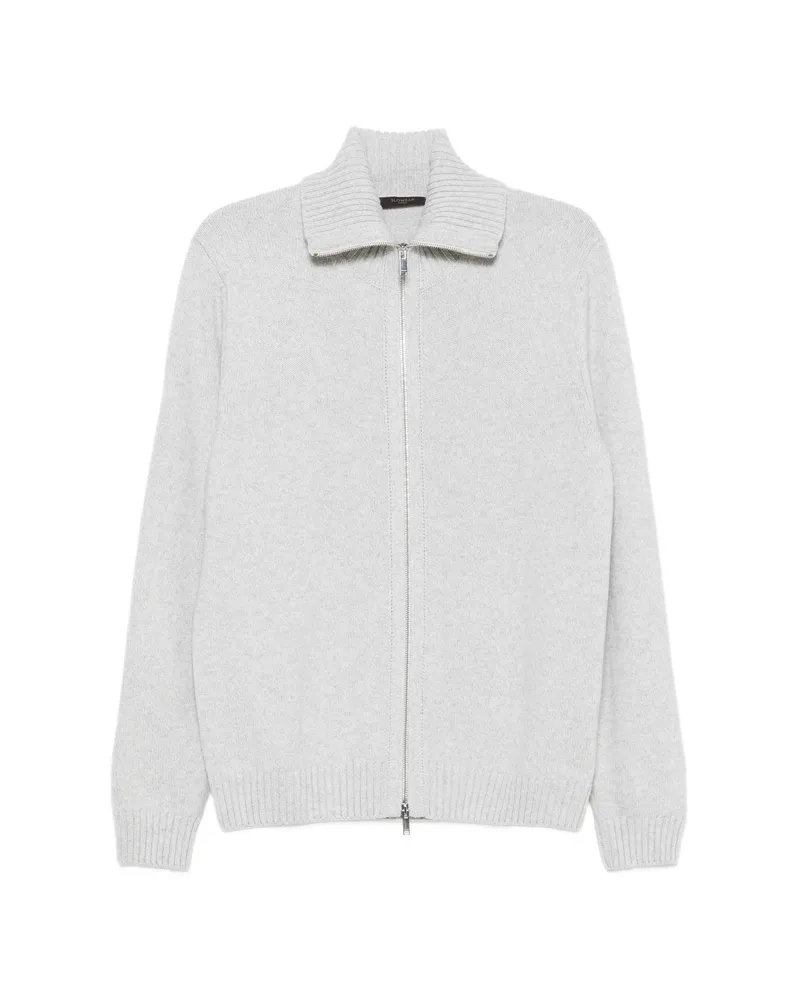 Zanone Zip-up Ribbed-collar Cardigan Grey