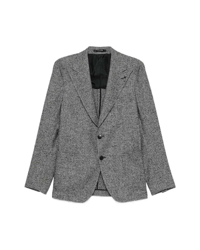 Tagliatore Houndstooth-pattern Peaked-lapel Blazer Grey