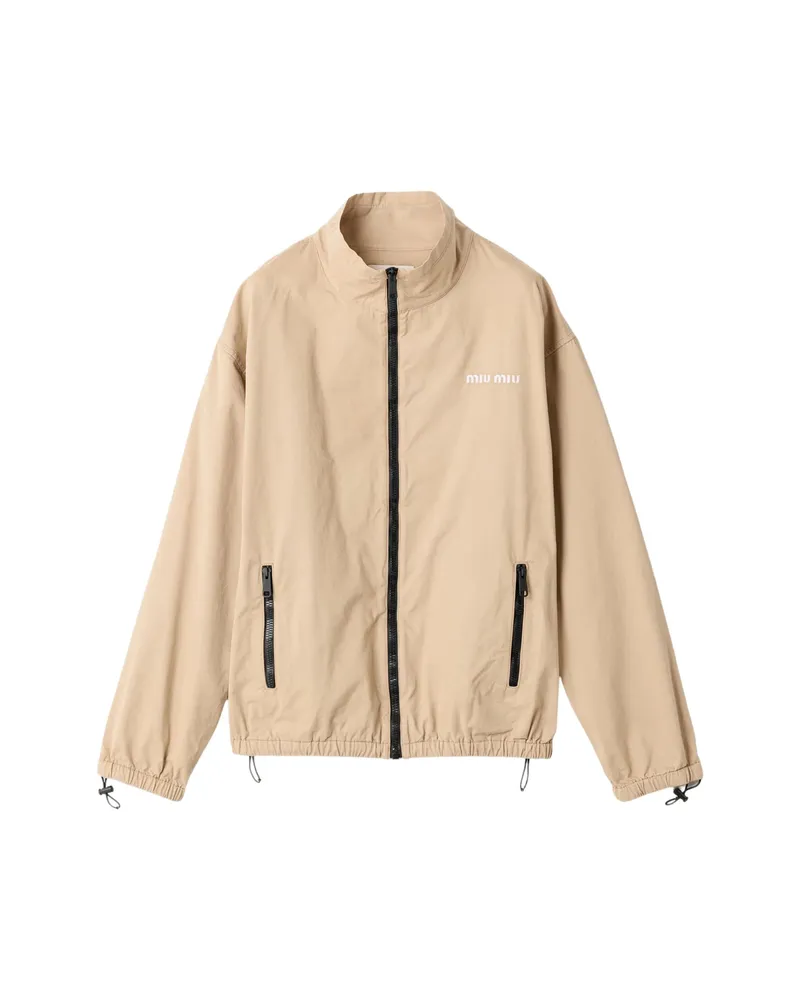 Miu Miu Washed Gabardine Blouson Jacket Neutrals