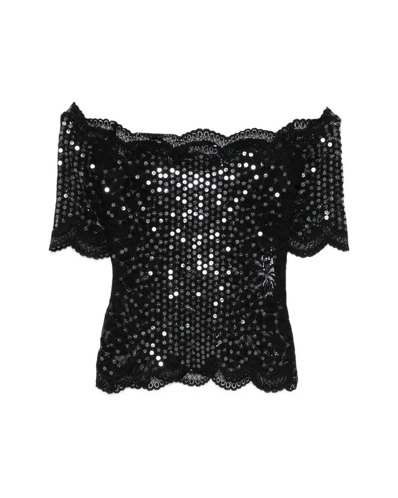 Paco Rabanne Sequin Lace Top Black