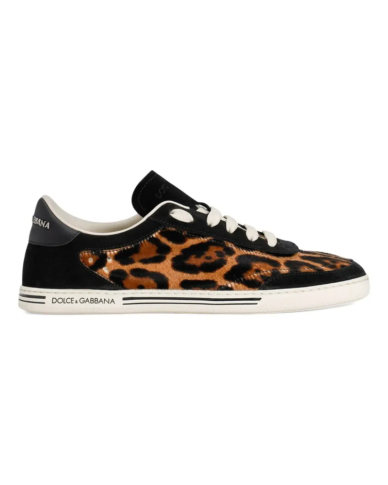 Dolce & Gabbana Saint Tropez Leo-print Light Sneakers Brown