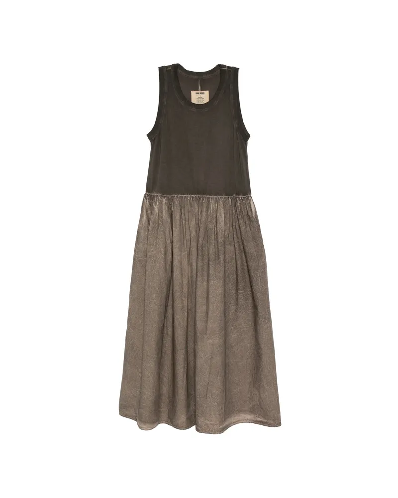 Uma Wang Draped Sleeveless Midi Dress Brown
