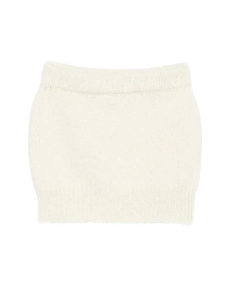 Malo Aran Ribbed-knit Mini Skirt White