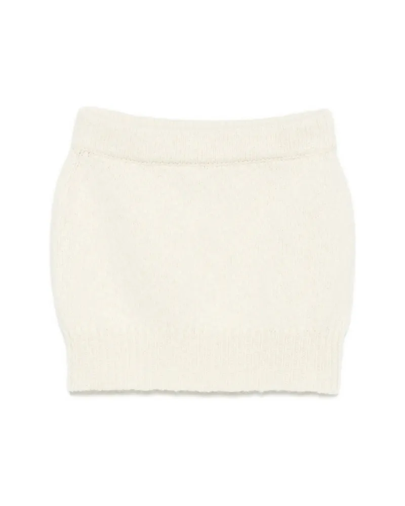Malo Aran Ribbed-knit Mini Skirt White