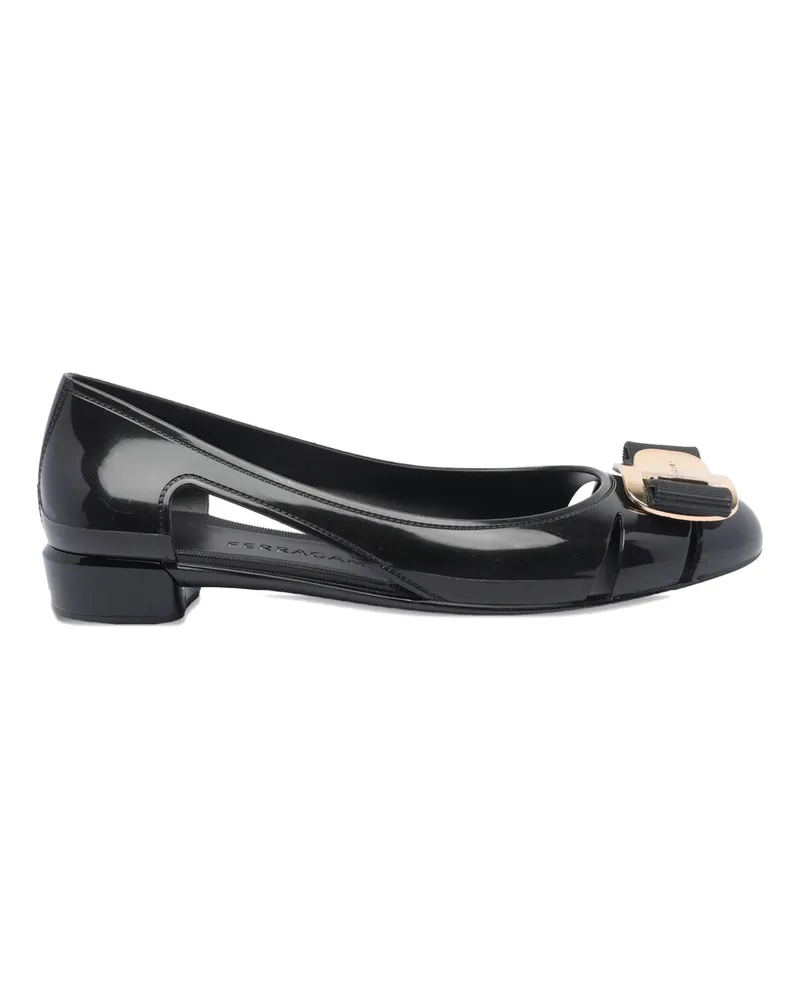 Ferragamo 30mm Leather Ballet Flats Black