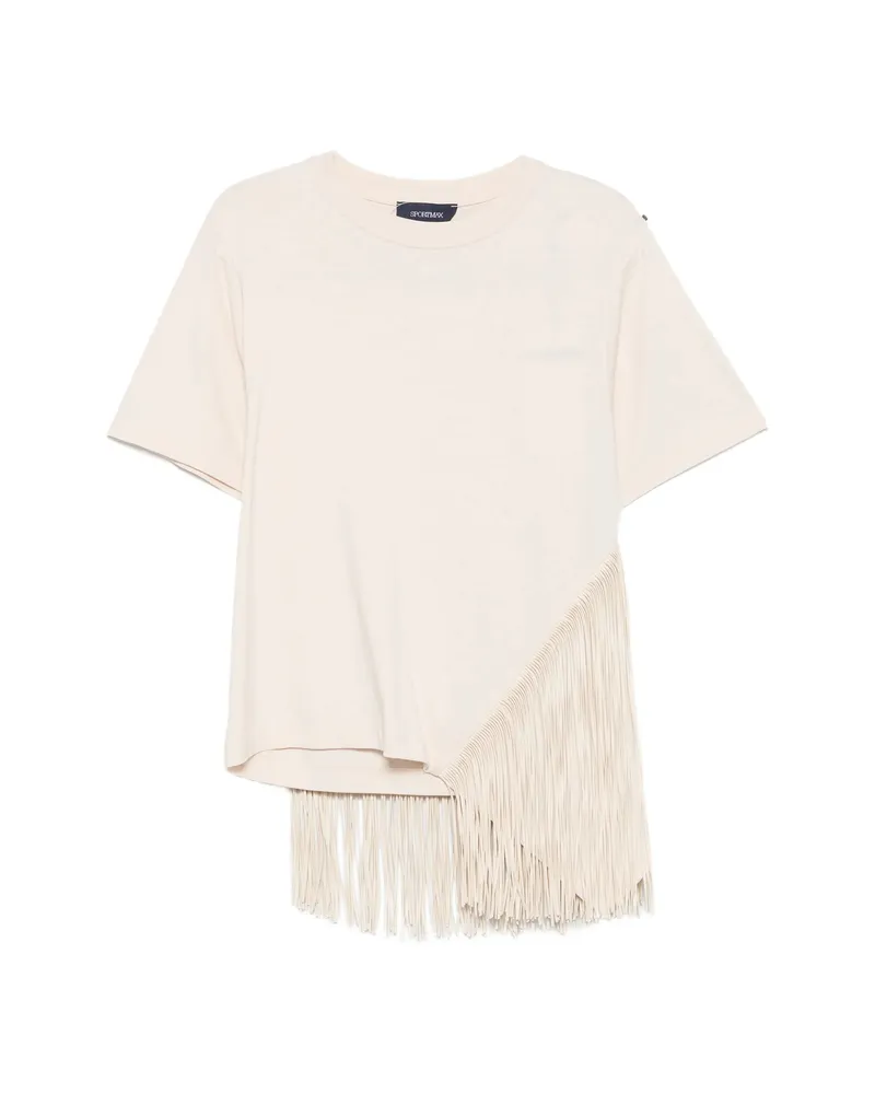 SPORTMAX Fringe-detail T-shirt Neutrals