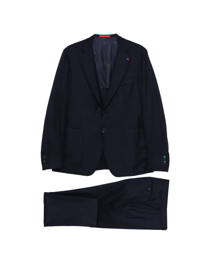 Isaia Buttoned-front Suit Blue