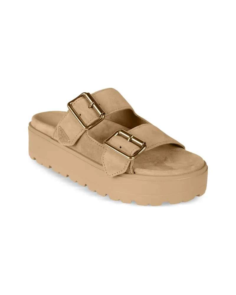Prada Buckle Platform Sandals Neutrals