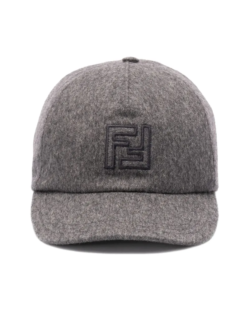 Fendi Logo-embroidered Wool Cap Grey