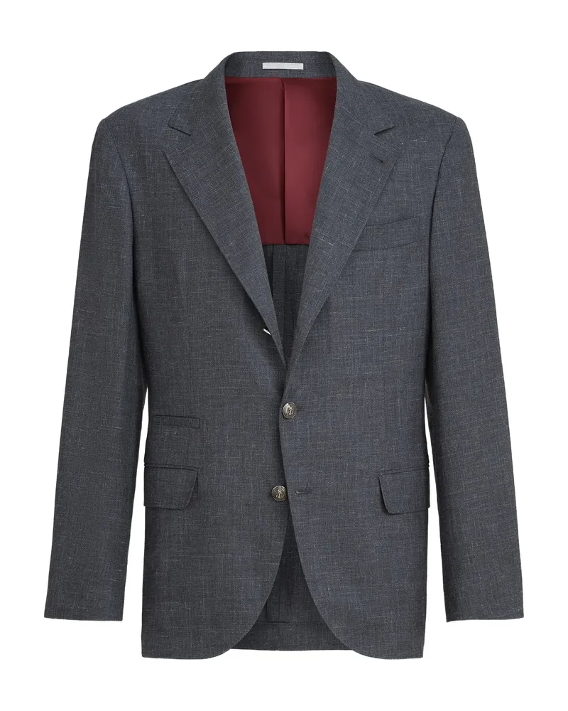 Brunello Cucinelli Slubbed Buttons Blazer Grey