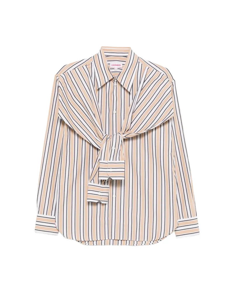 Charles Jeffrey Loverboy Hold Me Striped Tie-detail Shirt Neutrals