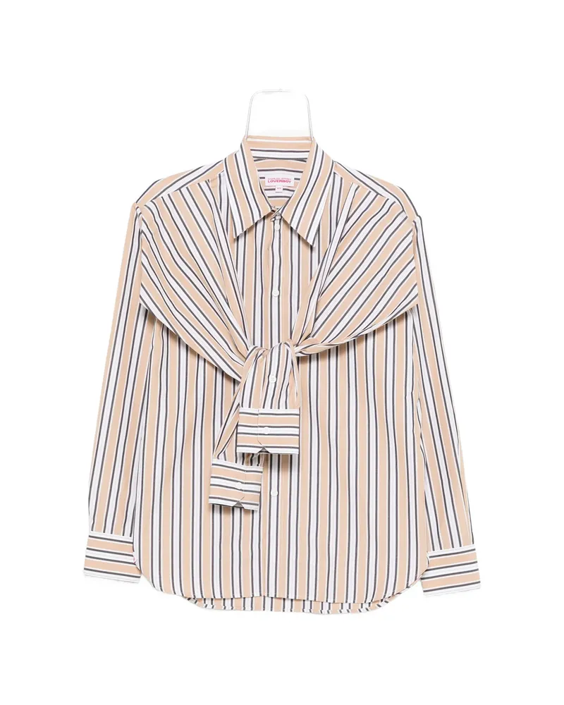 Charles Jeffrey Loverboy Hold Me Striped Tie-detail Shirt Neutrals