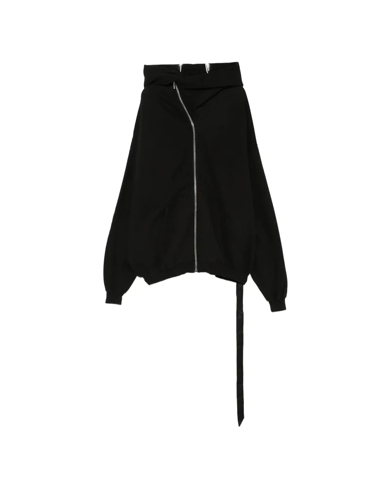 DRKSHDW by Rick Owens Mountain Hun Asymmetric Zip-up Hoodie Black